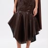 AKIRA Relax With Me Crocodile Midi Skirt | Brown | Size Medium