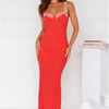 Showcasing Statement Mesh Maxi Dress Red