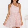 Ethereal Charm Halter Mini Dress Pink