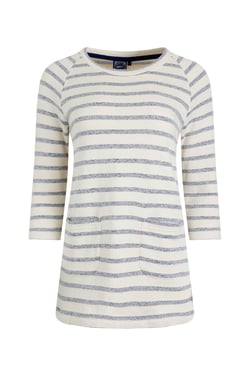 Weird Fish Ives Loopback Stripe Tunic Top Navy Size 8