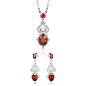 Jeulia "Eternal Flame" Sterling Silver Jewelry Set