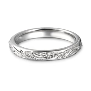 Jeulia "Always & Forever" Unique Leaf Carved Sterling Silver Men's Band