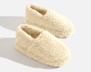 QE Home Wooly Fleece Slippers in Cloud, Beige, Large