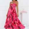 Swirly Strapless Maxi Dress Pink