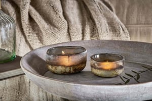 nkuku Janka Tealight Holders Set Of 2 | Candles Holders & Lanterns | Charcoal