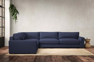 nkuku Guddu Left Hand Corner Sofa | Make To Order | Grand | Recycled Cotton Navy