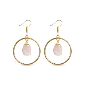 Jeulia "Joy & Romance" Irregular Natural Rose Quartz Drop Earrings