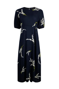 Weird Fish Everly Printed Viscose Dress Rich Navy Size 8