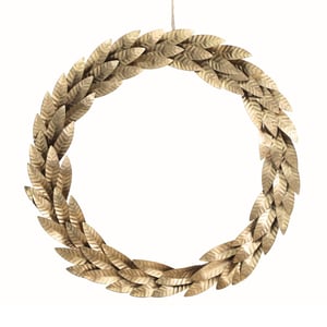 16" Mixed Metal Wreath with Leaves