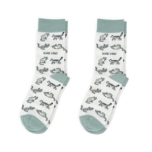 Green Cat Pet Pair Bamboo Sock Set | UK Adult 4-7 & 7-11