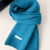 100% Wool Solid-Color Woven Scarf - Blueberry / One Size