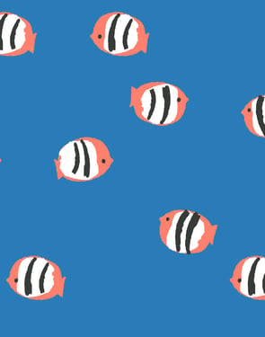 Rosa Fish' Wallpaper by Tea Collection - Azure - Traditional / 27 in. x 27 ft.