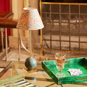 Lollie rechargeable table lamp in green marble