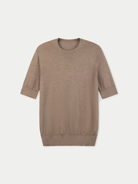 Silk Cashmere Crew Neck T-Shirt - 2XL / timber wolf / MK157-7127/0000