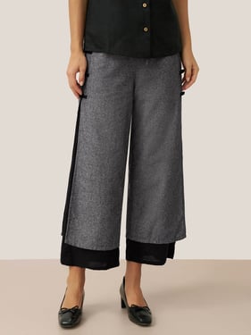 Linen Double Layer Handmade Capri Pants STELLA - Neutral Grey / XXL