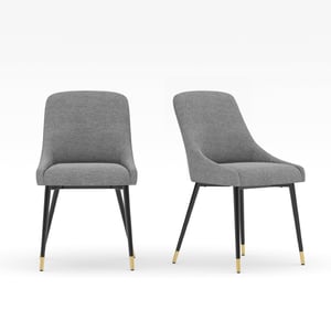 COLAMY LUMA Modern Fabric & Metal Dining Chair - Dark Gray / Set of 2