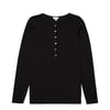 Sunspel Womens Rib Henley Black