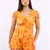 Daisy Street Patch Pattern Playsuit - Orange - 10