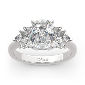 Jeulia Leaf Design Cushion Cut Sterling Silver Ring