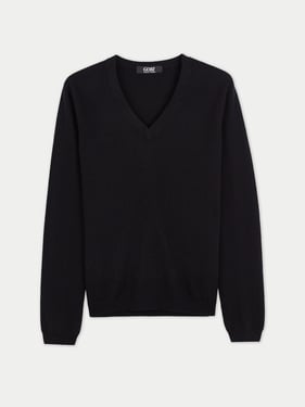 Essential Cashmere V-Neck Sweater - M / Black / WK02-1481