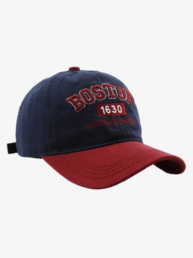 Thesupermade Retro Colorblocked Monogrammed Embroidered Cap - Dark Red / One Size