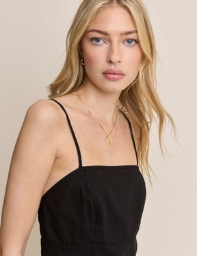 Black Square Neck Payson Midi Dress