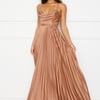 Solara Satin Maxi Dress Brown