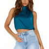 Parties After Work Satin Crop Top Teal