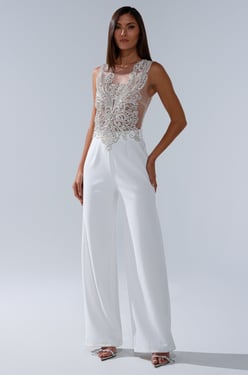 AKIRA Cecelia Rhinestone Mesh Jumpsuit | Size XL