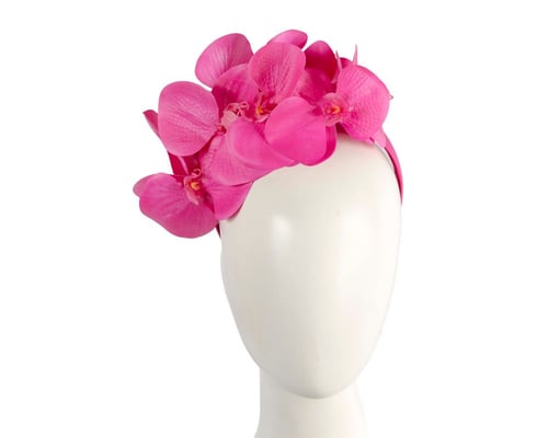 Bespoke fuchsia orchid flower headband by Cupids Millinery