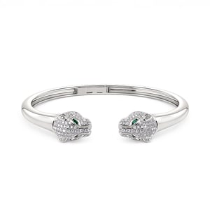 Jeulia "Wild Beauty" Two Leopard Sterling Silver Bangle