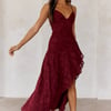 Sapphire Cascade Midi Dress Maroon