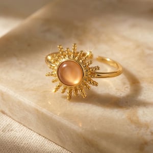 Citrine November Birthstone Sun Gold Plated Ring