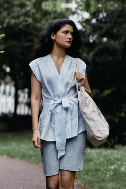 Power Moves Short Sleeve Top In Blue - Summer Blue / 2XL