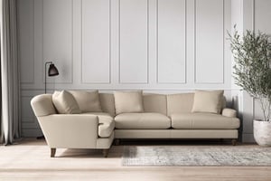 nkuku Deni Left Hand Corner Sofa | Make To Order | Grand | Recycled Cotton Stone