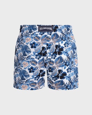 Vilebrequin - Men Stretch Short Swim Shorts Island Flowers - Swimwear - Monrise - White - Size XXXL