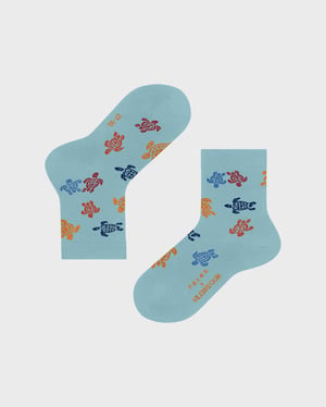 Vilebrequin - Kids Socks Rondes Des Tortues Multicolores - Vilebrequin X Falke - Socks - Socks7 - Blue - Size 27-30