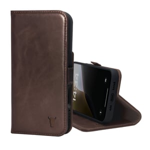 iPhone 16 Leather Wallet Case (MagSafe Charging) - Dark Brown