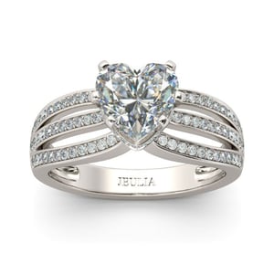 Jeulia Pave Split Shank Heart Cut Sterling Silver Engagement Ring