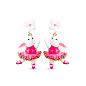 Jeulia "Enchanted Rabbit" Enamel Sterling Silver Earrings