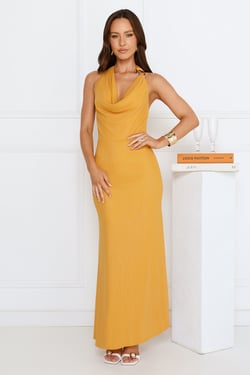 Golden Hour Edit Halter Mesh Maxi Dress Orange