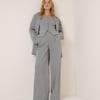 Grey Pinstripe Square Neck Waistcoat