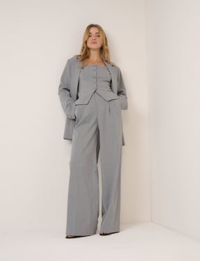 Grey Pinstripe Square Neck Waistcoat
