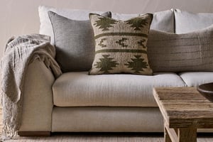 nkuku Bhumi Wool & Jute Cushion Cover | Textiles | Khaki Green | 50 x 50 cm
