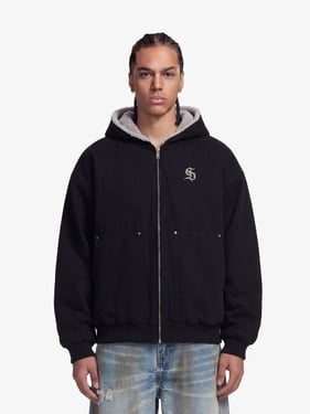 Thesupermade Fur Hooded Zip Up Quilted Jacket - 2510 - Black / 3XL