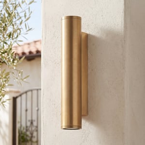 Austell IP54 wall light in aged brass