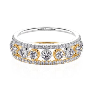 Jeulia Unique Dewdrop Two Tone Puzzle Ring Set