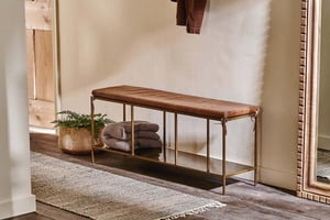 nkuku Mahi Iron & Leather Bench | Seating | One Size | Brass