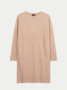 Organic Color C-Neck Knit Dress - 2XL / Beige / WK1024-02