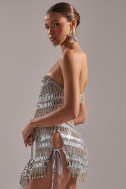 AKIRA Chandelier Rhinestone Mini Dress | Size XL